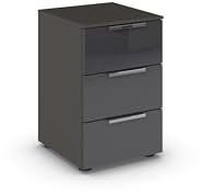 Rauch Möbel Flipp, Nachttisch, Farbe Glas Basalt/Graphit, Maße 40x61x42 cm | Nachtkommode, 3 Schubladen, mit Glasfront, Soft-Close-Funktion, für Schlafzimmer, Kinderzimmer, Jugendzimmer, Gästezimmer