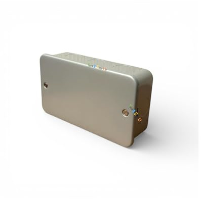 Metal Clad Blank Plate 2 Gang + Back Box Gang Metal Clad Blank Plate Surface Mounted Box 2 Gang, 40mm Back Box Heavy Duty