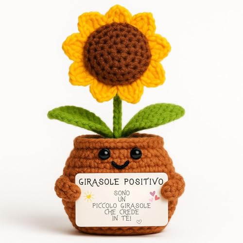 Patate Positive Girasole Positivo | Idea Regalo Originale & Festa della Mamma | Emozione e Sorpresa | Compleanno Mamma Amica Collega Maestra Donna | Fiore Artificiale in Vaso | Decorazione Casa