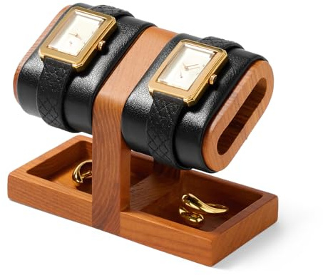 Oirlv Supporto Orologi in Legno Massello, Porta Orologio, | Espositore da Banco,Organizer per Orologi (Nero)