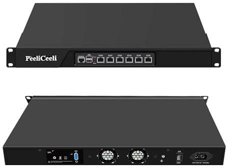 PeeliCeeli 1U Rack Mount Network Security Hardware, i3-3217U, 19 Inch Firewall Appliance, OPNsense, Router PC with 6 x I211-AT Gigabit LAN, VGA, DDR3, Console, 8GB RAM 256GB SSD