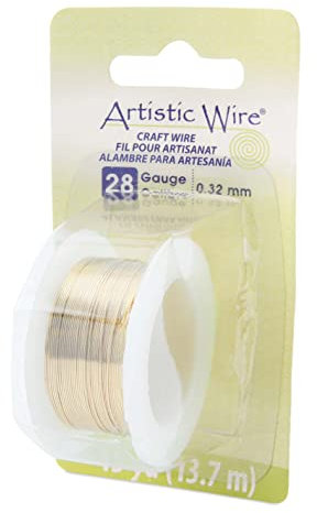Artistic Wire Tarnish Resistant Brass Craft Wire, Gold Color, 28 Gauge / .32 mm, 15 yd / 13.7 m