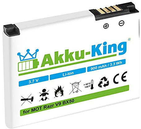 Akku-King Akku kompatibel mit Motorola BX50 - Li-Ion 900mAh - für Razr V9, Razr2 V9, Zine ZN5, SNN5806