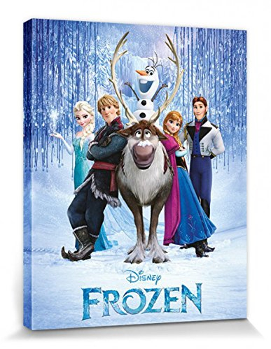 1art1 Die Eiskönigin Poster Charaktere, Olaf, Sven, Anna, Kristoff, ELSA, Hans Bilder Leinwand-Bild Auf Keilrahmen | XXL-Wandbild Poster Kunstdruck Als Leinwandbild 50x40 cm