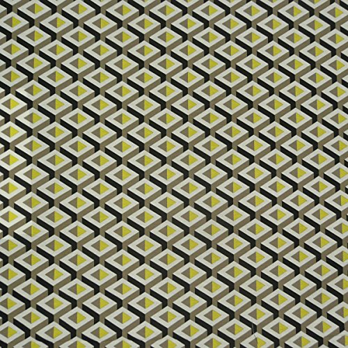 Dekostoff Canvas Ottoman Geometrisches Muster gelb grau schwarz 1,40m breit