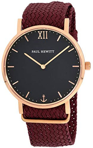 Paul Hewitt Unisex Erwachsene Analog Quarz Uhr mit Nylon Armband PH-SA-R-St-B-19M