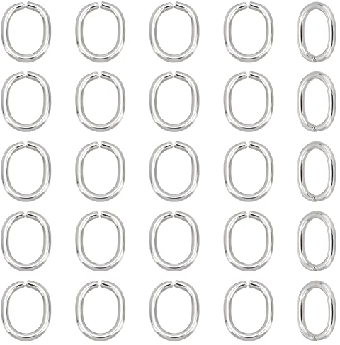 Pandahall Elite Biegeringe Versilbert Federringe Ringe Übergangsprofil Ring Abgeschlossen Edelstahl Farbe Jump Ring 13x11x2mm ca 40 stk