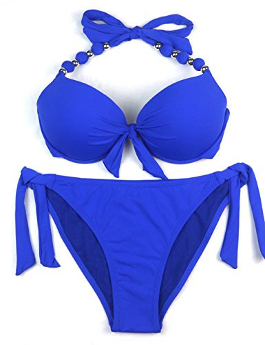 EONAR Femme Ensembles Deux Pieces Push-up Soutiens-Gorge Rembourrés à Armature(XL,Blue)