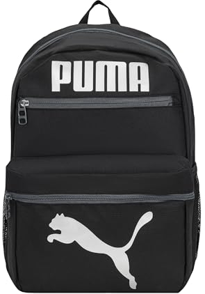 PUMA Unisex-Kinder Evercat Meridian Backpack Rucksäcke, schwarz/Silber, Einheitsgröße