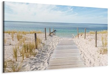 murando - Leinwand Bilder Strand und Meer 150x50 cm Vlies Leinwandbild 1 tlg Kunstdruck Wandbilder Groß XXL Wohnzimmer Wanddekoration Wand Bild Panoramabild - Landschaft Natur Himmel Wolken Sand