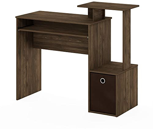 Furinno Econ Multipurpose Home Office Scrivania per Computer, Legno, Marrone (Columbia Walnut/Dark Brown), 40 x 100.08 x 86.61 cm