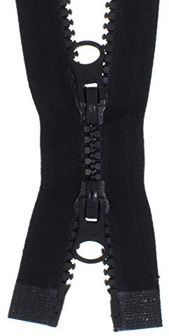zipworld 2-Wege Reißverschluss Kunststoff - Plastik Zähne teilbar 5-6mm 2PZ schwarz - 322 (88cm)