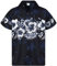 King Kameha Funky Chemise-Hawaienne, Manche-Courte, Flower-Chest, Noir, XXL