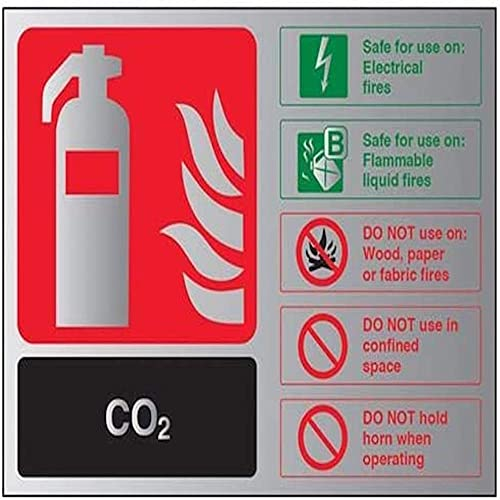V Safety Fire Extinguisher-CO2 ID Sign - 150mm x 100mm - Self Adhesive Alu Effect