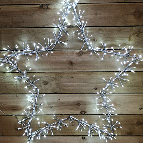 Premier 90cm Silver Star Cluster Wall Window Decoration with 320 White LED