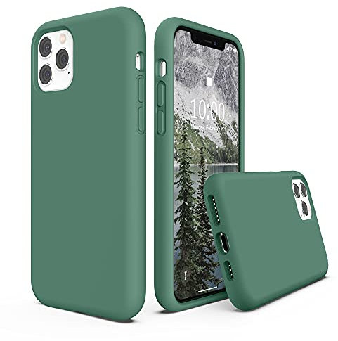 SURPHY Liquid Silicone Case Compatible with iPhone 11 Pro Max Case, Soft Rubber with Microfiber Cloth Lining Full Body Design Shockproof Case for iPhone 11 Pro Max 6.5, Pine Green
