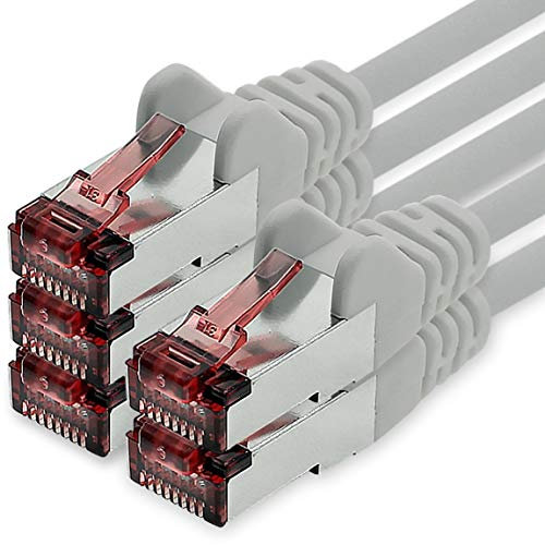 freiwerk Network cable Cat.6 2m gray - 5 x Ethernet cable Lankabel Cat6 Lan network cable Sftp Pimf patch cable 1000 Mbit s