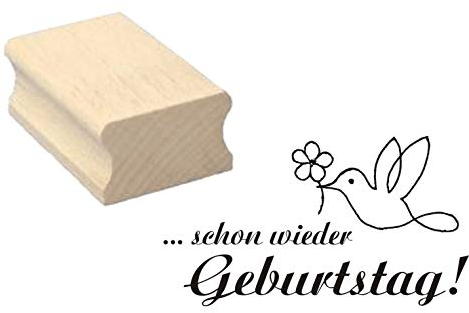 Stempel Schon wieder Geburtstag - Vogel Blume - 50 x 30 mm