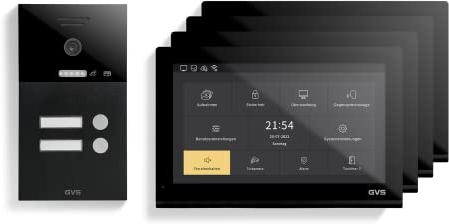 GVS - 2-Familienhaus IP Video Türsprechanlage AVS5511A - Mit 4x10 Zoll Monitor, App, HD-Kamera & Türöffner Funktion - Türklingel Sprechanlage Gegensprechanlage