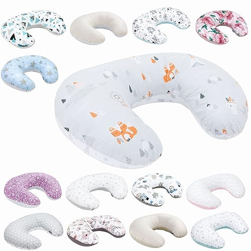 Bellochi Growing in style Stillkissen, Stillkissen klein - Stillhörnchen, Stillkissen mond, Nursing Pillow, Baby Pillow, Breastfeeding Pillow, Stillmond für unterwegs - 100% Baumwolle Apanatschi