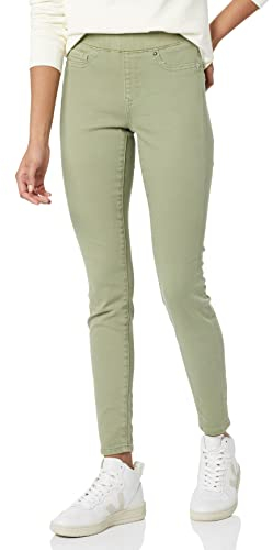Amazon Essentials Jegging Facile à Enfiler Extensible Taille Mi-Haute - couleurs abandonnées Femme, Vert Sauge Clair, 46 Taille courte