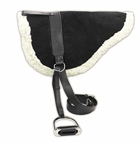 AMKA Leder Bareback Pad aus Wildleder mit Riemen, Steigbügel und Haltegriff schwarz