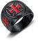 HCMA Vintage Schwarz & Rot Edelstahl Rot Rüstung Schild Templer Ritter Kreuzritter Kreuz Punk Ring Amulett Freimaurer Schmuck Geschenk