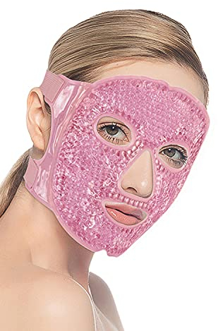 CAM2 Kühlmaske Gesicht,Augenmaske Kühlend,Gel Gesichtsmaske,Wiederverwendbare Gelperlen-Augenmaske für Geschwollene Augen, Tränensäcke(Rosa)