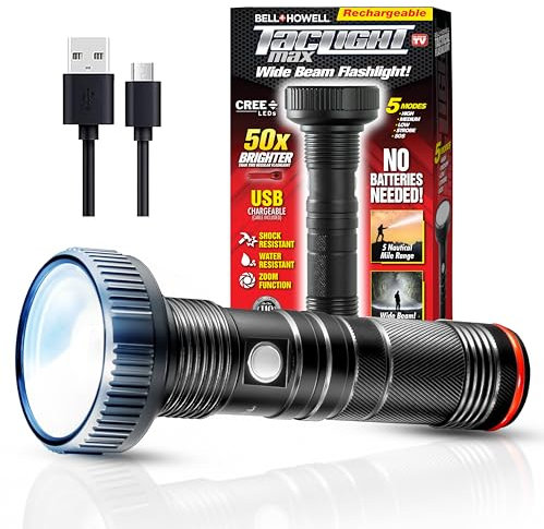 Bell+Howell Torcia LED Taclight Max - Torcia super luminosa 500 lumen - Potente torcia tattica LED Cree da 7.000 K - Torce ricaricabili ad alto lumen - Compatta