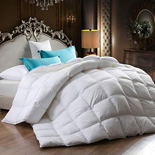 Goose Feather Down Duvet [K] Quilt 13.5 Tog Luxury Quilt Comforter Deluxe Best Hotel Quality, Super Soft, Warm and Cosy, Anti Allergy, Computer Quilted Self piping (King 230x220cm)