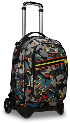 Seven Trolley Scuola Sganciabile Jack 2 Ruote, Rosso, DYE ON, Zaino con Carrello Sganciabile, 3 in 1, Triplo Uso, con Tasca Interma Porta Borraccia, Zaini e Trolley, Scuola, Bambini e Ragazzi