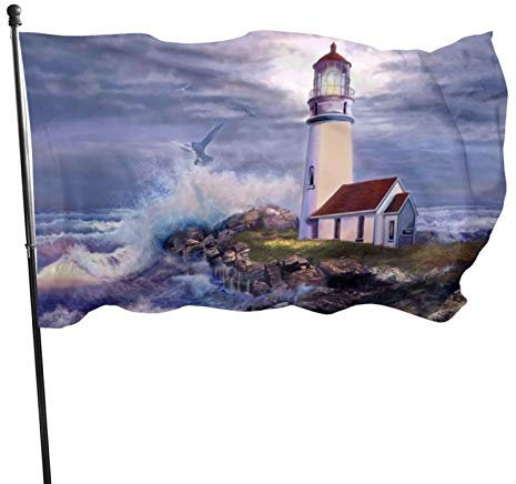Gartenfahne Schöne Landschaft Des Leuchtturms Saison Flagge Verblassen Beständig Dekorative Fahnen Langlebig Außenbanner, Für Veranda, Bauernhaus