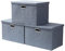 AlphaHome Fabric Storage Box with Lid, Collapsible Linen Fabric Storage Baskets with Galvanized Metal Handle, Set of 3 (Slate Grey, XLarge - 3 Pack)