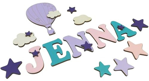 Holzbuchstaben I Türbuchstaben, Buchstaben personalisiert I Kinderzimmer I Deko Kinderzimmertür Dekoration I Geburtsgeschenk Taufgeschenk I Taufe Geburt Geschenk Jungen Mädchen (Farbmuster JENNA 7cm)