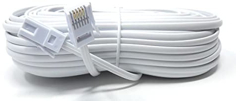 DRUT 20m BT to BT 4 Wire 431A Male to Male Plug Telephone Flat Cable Lead 65ft White