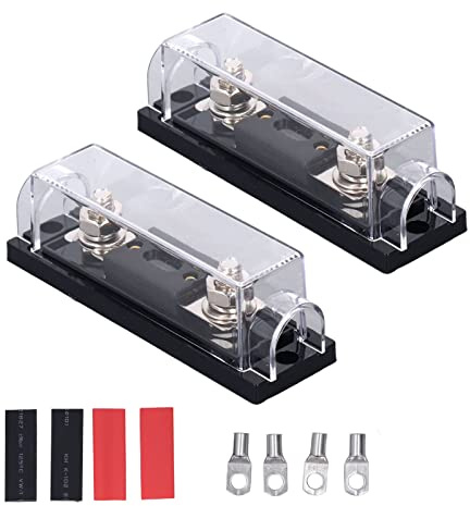 250A 48V ANL Fuse Holder Terminal Heat Shrink Tube Fuse Block Holder Car Audio ANL Fuse Holder for ANL Automotive Audio Subwoofer Supplies Waterproof Design Copper Alloy