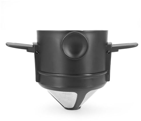 1Pc Filtri Permanenti per Caffè in Acciaio Inox, Iltro Per Caffè Cono Manico Pieghevole, Senza Carta Versare Sopra Dripper Caffè, Filtro da Caffè Riutilizzabile, per Casa Ufficio e Viaggi (Nero)
