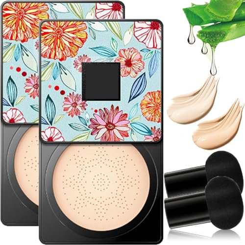 Wonderninelife Beauty Cream,Beauty Linasi Clear Cover Beauty Cream,Mushroom Head Air Cushion Cc Cream,Beauty Cream Mushroom Head Makeup Brush,Beauty Cream Foundation Waterproof (2Styles A)