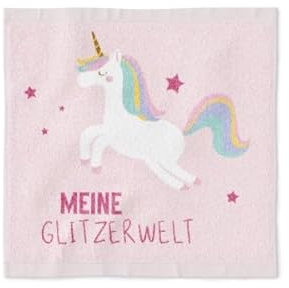 Rungassi Magisches Kinder-Handtuch 30x30 Thema Lieblinge (Einhorn - Meine Glitzerwelt)