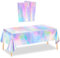 2 Stück Laserholografische Tischtuch Rechteckige Wasserdicht Tischdecke Regenbogen Plastik Tischdecken Tischdecke aus Silberfolie für Party Dekoration Grillparty Familientreffen (137x274cm)