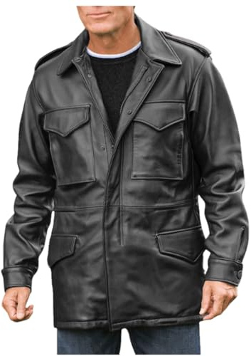 HiFacon John Rambo US Army Leather M65 Field Jacket Men Military M-65 4 Pockets Coat