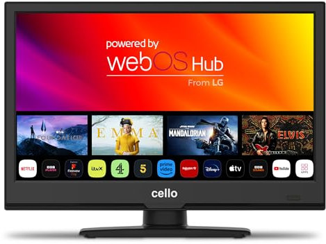 Cello 12 Volt 16 inch Smart WebOS by LG Full HD TV with FreeSat Freeview Play Bluetooth. Disney+, Netflix, Apple TV+, Prime Video, BBC iPlayer Made in the UK