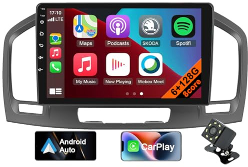 Android 12 Autoradio für Buick Regal/Opel Insignia 2009-2013, 9 Zoll Autoradio Touch-Display mit CarPlay, Android Auto, MirrorLink, Navigation, Bluetooth, WLAN, FM, Rückfahrkamera (8core 6GB+128GB)