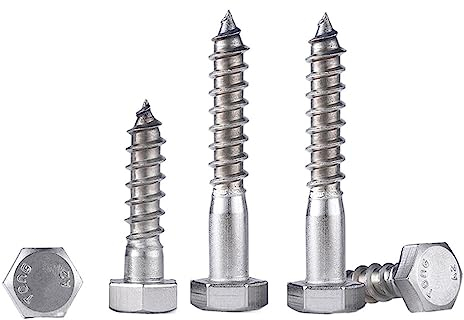 MIKFESPO 10 Stück Sechskant-Blechschrauben aus Edelstahl 304, verzinkte Holzschrauben, M6/M6,3/M8/M10/M12 (Color : 10pcs, Size : M10x55)