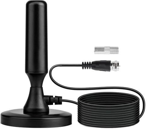 Indoor TV Aerial, TV Ariels Indoor Portable with Magnetic Base, 280+ Miles Long Range 360° Omni directional High Gain Digital Freeview Antenna 4K 1080P, Ideal for Home RV Caravan Marine (16.4ft)