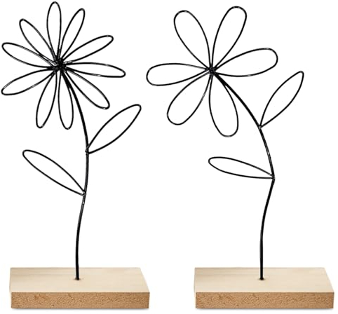 Giugio Aufsteller Blume, Dekoaufsteller Blumen Arrangement Ornamente, Metallring Blumen Dekoring Schwarz, Natur Draht Frühling Deko Tischdeko Frühling Figur Wohndeko