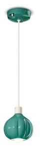 Licht-Erlebnisse Hängelampe Keramik rund Ø 13 cm schmal in Türkis E14 Retro Design Keramikleuchte Esszimmer Pendelleuchte Wohnzimmer