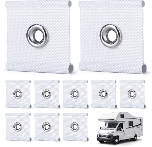 10 Pcs Awning Piping Eyelets, Piping Eyelets Rail Piping Strip for Tent Campervan Campsite Rail 5/6mm and 7/8mm, Camping Eyelet Piping Rail Hooks Ring for Garden Parties, Camping Tents, RVs
