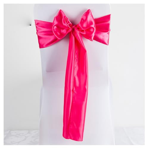 Confezione da 100 fiocchi rosa in raso per sedie, 17 x 275 cm, decorazione per matrimoni, fasce per sedie, per banchetti, compleanni, hotel e casa