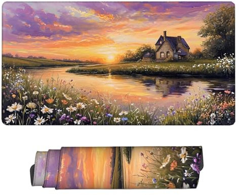 Tapis de Souris XXL Paysage 1200x600x3mm, Texturée Résistant à Usure Lavable Tapis Souris Maisons Grand Tapis de Souris Gamer avec Surface en Caoutchouc Antidérapant Résistant Tapis de Bureau H2-97